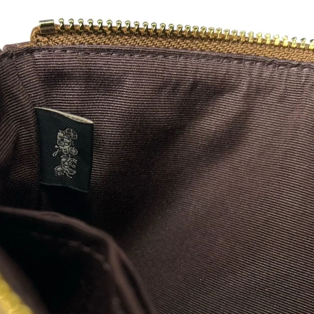 Coach Signature Canvas Corner Zip Wristlet Wallet Brown Gold